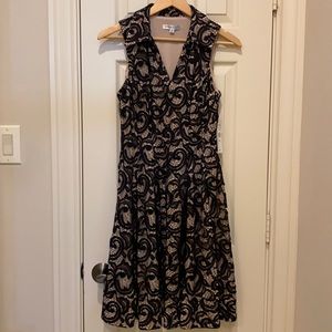ROBBIE BEE Sleeveless Black Nude Lace Flare Dress